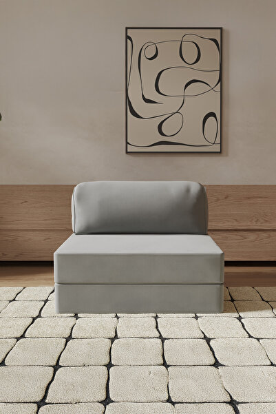 Modalife Legoom Yatak Olabilen Tekli Gri Berjer , Geniş Oturumlu, Yumuşak Dok...