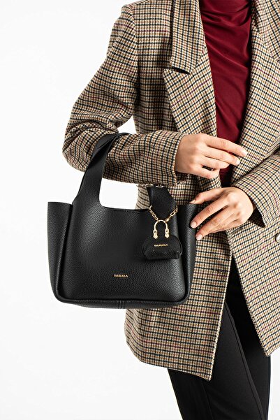 Paul Brand Geantă de umăr și de mână din piele moale, neagră, cu volum mare, cu mini portofel Nova pentru femei, cu accesorii cu lanț