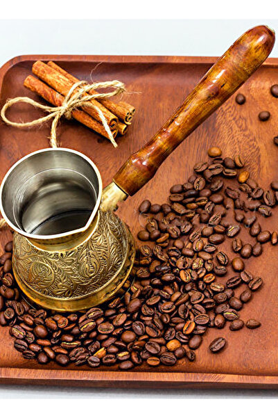 ELEGANT HOME Turkish coffee pot, copper, from Ben Shihon, with a wooden handle, 6 cm, capacity of 1 cup