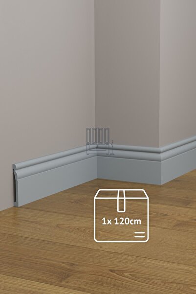 Evime Decor Açık Gri Süpürgelik 1 boy 120 cm, 10cm Polimer Ev Duvar Zemin Dek...