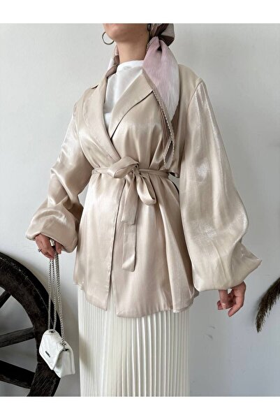 Chef d'atelier Women's Belted Balloon Sleeve Satin Jacket