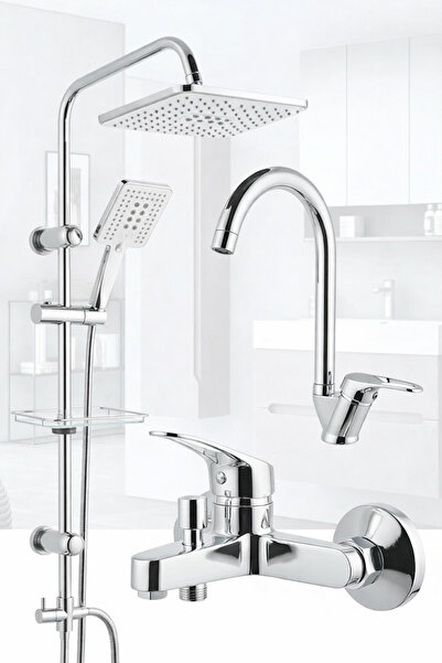 VSA Krom Robot Yağmurlama Duş Seti Mix Krom Banyo Lavabo Bataryası Banyo Yeni...