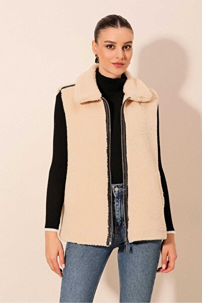 GABRİA Fermuarlı Peluş Yelek