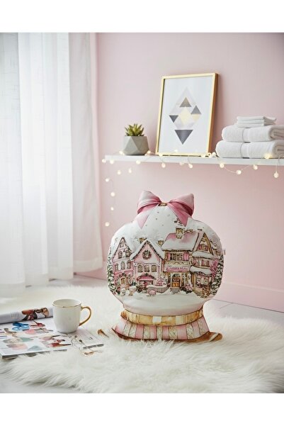 Kokoş İşler Kar küresi tasarımlı dekoratif yastık