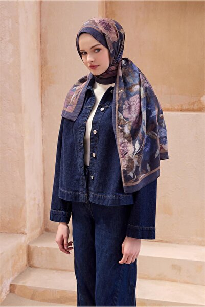 Belli FRESH ÇİÇEK DESEN LACİVERT SANDA ŞAL 1362