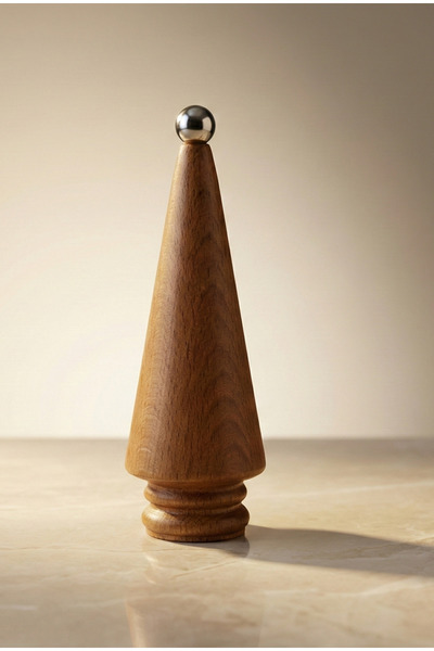 AHER Minimalist Huni Formlu Ahşap Çam Ağacı Biblosu - Modern Yılbaşı Dekoru