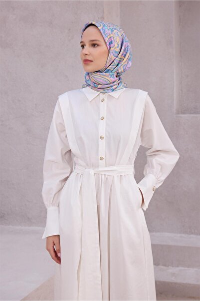 Belli Eșarfă din mătase pură Tivil 4222 - 50 model abstract albastru deschis