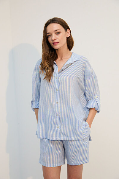 BONJOUR MADAME Natural Shirt Shorts Nightgown Set Bm-1727