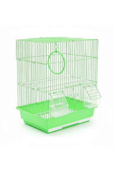 Tofu World Classic Rectangular Metal Bird Cage – 30 x 24 x 38 cm – Includes Perches & Feeders, Green