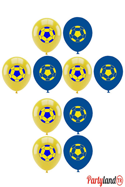 PartylandTR Sarı Lacivert FB Taraftar Top Temalı Baskılı Balon 10 Adet