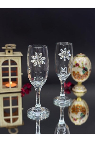 KirLiNova طقم كؤوس كوكتيل بتفاصيل زهور كريستالية مكون من قطعتين - (190 مل) | ...