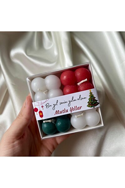 AhEs Shopping Yılbaşı Yeni Yıl Hediyelik 4’lü Bubble Mum 1 Adet
