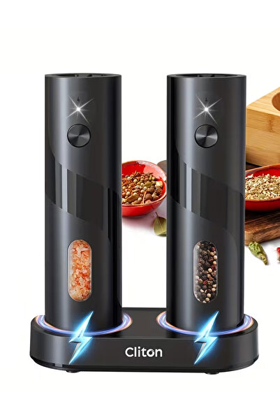 EXENAR Elektrikli Tuz ve Karabiber Değirmeni Şarjlı Otomatik Baharat Öğütücü ...