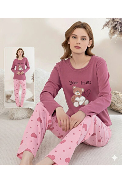 BOYRAZ 0354 Set de pijamale pentru femei bumbac moale cu mâneci lungi