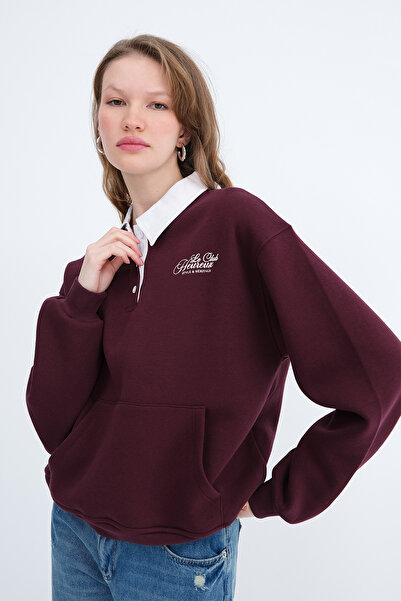 Addax Polo Yaka Şardonlu Sweatshirt S12782