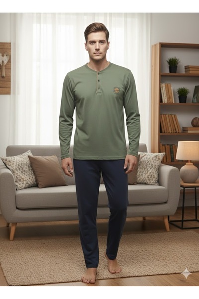 Pjs Pijama طقم بيجامة من القطن الممشط الناعم