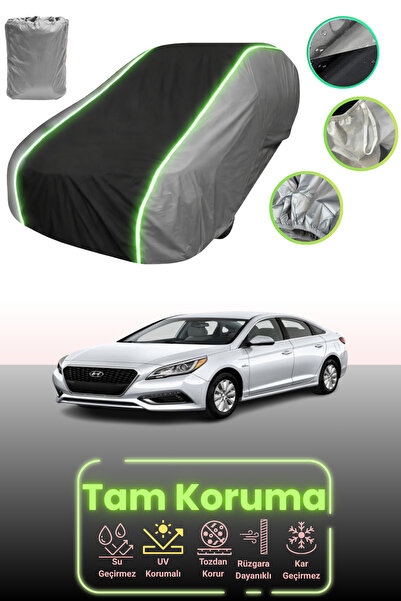 Dokaca Neo غطاء حماية للسيارة باللون الرمادي والأسود والرمادي النيون قماش مجدّل متوافق مع سيارة هيونداي سوناتا هايبرد 2015 - 2017