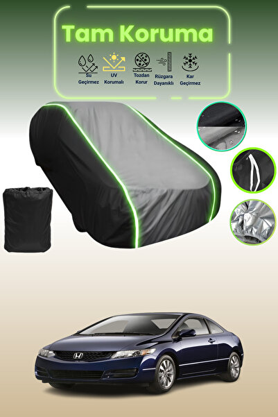 Dokaca Neo غطاء حماية متوافق مع سيارة هوندا سيفيك قماش مجدّل كوبيه باللون الأسود_الرمادي_الأسود النيون