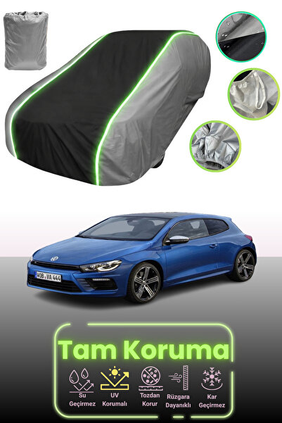 Dokaca Neo غطاء حماية للسيارة باللون الرمادي والأسود والرمادي النيون قماش مجدّل متوافق مع فولكس فاجن سيروكو 3