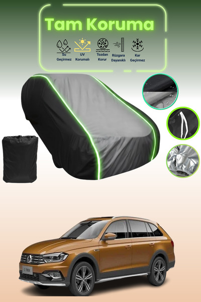 Dokaca Neo غطاء حماية متوافق مع سيارة فولكس فاجن بورا 3 سي-تريك قماش مجدّل باللون الأسود_الرمادي_الأسود النيون