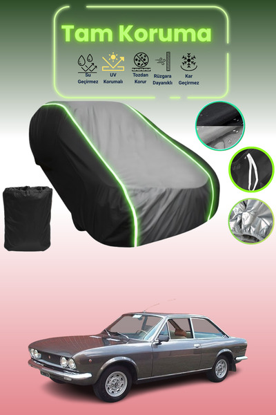 Dokaca Neo غطاء حماية متوافق مع سيارة فيات 124 سبورت كوبيه موديلات 1969 - 1972، لون أسود_رمادي_أسود نيون، قماش سيارات