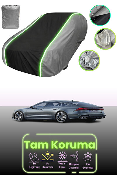 Dokaca Neo غطاء حماية للسيارة باللون الرمادي والأسود والرمادي النيون قماش مجدّل متوافق مع سيارة أودي S7 سبورت باك