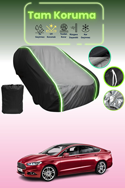 Dokaca Neo غطاء حماية متوافق مع سيارة فورد مونديو قماش مجدّل سيدان باللون الأسود_الرمادي_الأسود النيون