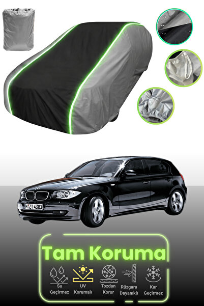 Dokaca Neo غطاء حماية للسيارة باللون الرمادي والأسود والرمادي النيون قماش مجدّل متوافق مع سيارة بي إم دبليو 1 سيريز هاتشباك