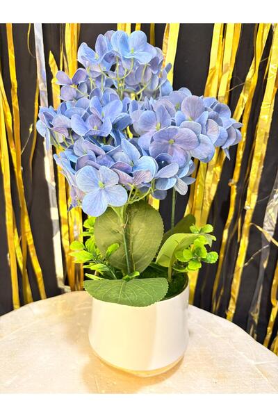 ENG PARTİ DÜNYASI Mavi Ortanca (Hydrangea) Saksılı Dekoratif Yapay Çiçek Aran...