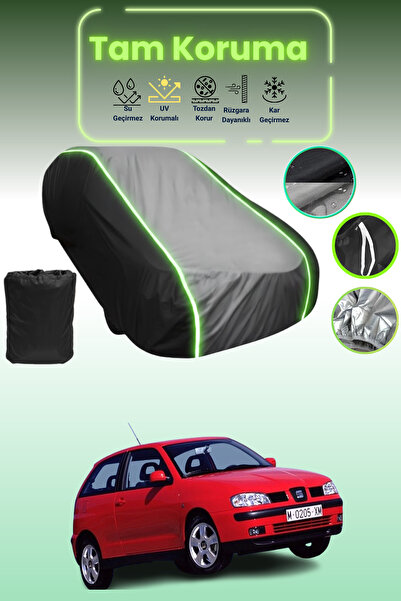 Dokaca Neo غطاء حماية متوافق مع سيارة ايبيزا كوبرا قماش مجدّل مقاعد من طراز 1999 - 2001 باللون الأسود_الرمادي_الأسود النيون