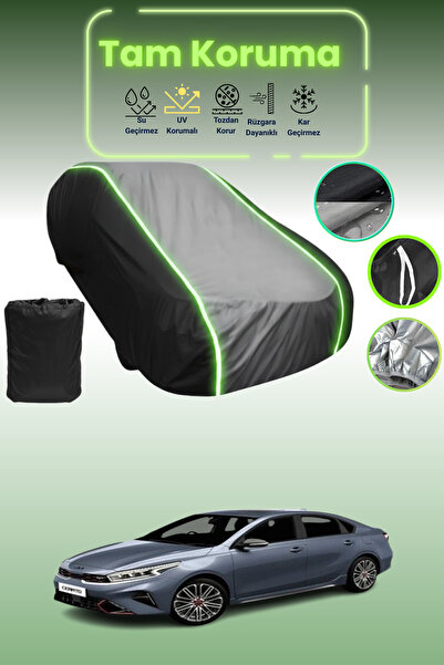 Dokaca Neo غطاء حماية متوافق مع سيارة كيا سيراتو قماش مجدّل هاتشباك باللون الأسود_الرمادي_الأسود النيون