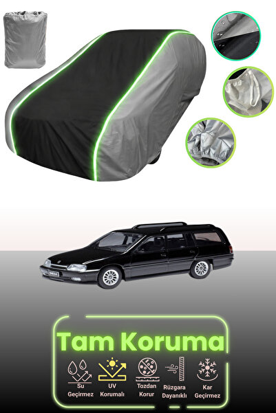 Dokaca Neo غطاء حماية للسيارة باللون الرمادي والأسود والرمادي النيون قماش مجدّل متوافق مع سيارة أوبل أوميغا كارافان 1986 - 1994