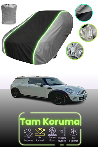 Dokaca Neo غطاء حماية للسيارة باللون الرمادي والأسود والرمادي النيون قماش مجدّل ميني كوبر كلوبفان 2012 - 2021 متوافق مع غطاء حماية السيارة