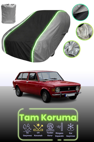 Dokaca Neo غطاء حماية للسيارة باللون الرمادي والأسود والرمادي النيون قماش مجدّل متوافق مع سيارة فيات 128 فاميليار