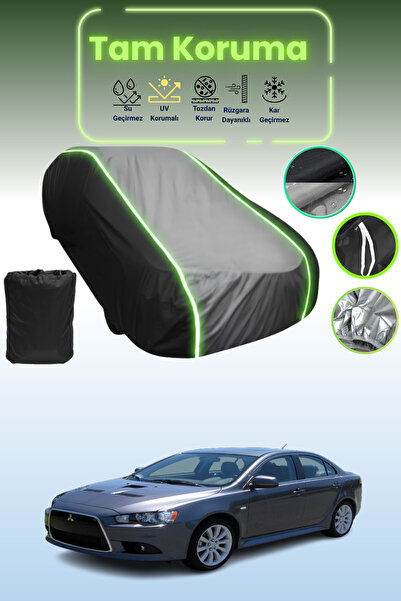 Dokaca Neo غطاء حماية متوافق مع سيارة ميتسوبيشي لانسر راليارت 2008 - 2011 باللون الأسود_الرمادي_الأسود النيون قماش مجدّل