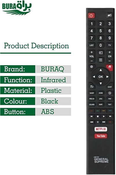 Burak جهاز تحكم عن بعد من جنرال سوبريم لتلفزيون جنرال سوبريم LED LCD