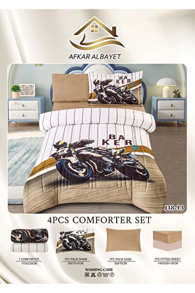 Afkar Albayet مفرش أطفال مخمل ناعم 4 قطع برسومات كرتون