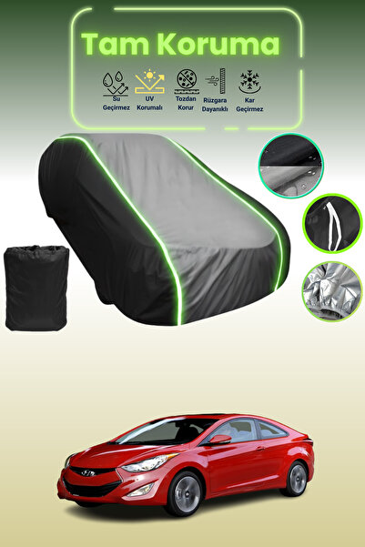 Dokaca Neo غطاء حماية متوافق مع سيارة هيونداي إلنترا كوبيه 2012 - 2021 باللون الأسود_الرمادي_الأسود النيون