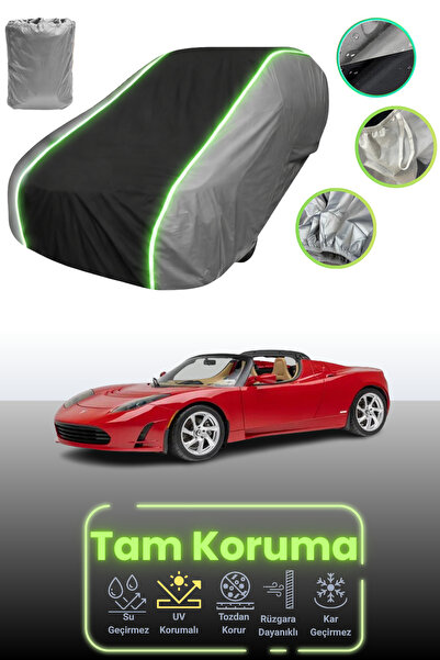 Dokaca Neo غطاء حماية للسيارة باللون الرمادي والأسود والرمادي النيون قماش مجدّل متوافق مع سيارة تسلا رودستر 1