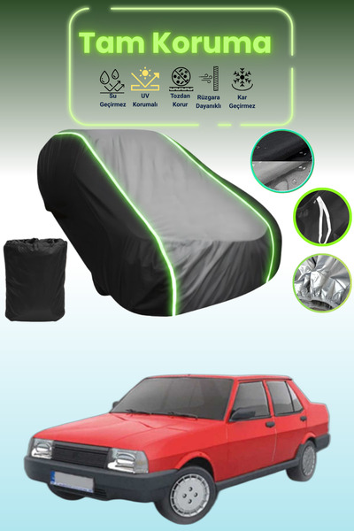 Dokaca Neo غطاء حماية متوافق مع سيارة توفاش شاهين باللون الأسود_الرمادي_الأسود النيون قماش مجدّل