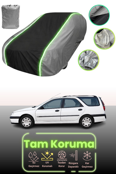 Dokaca Neo غطاء حماية للسيارة باللون الرمادي والأسود والرمادي النيون قماش مجدّل متوافق مع سيارة رينو لاجونا إستيت 1995 - 1998