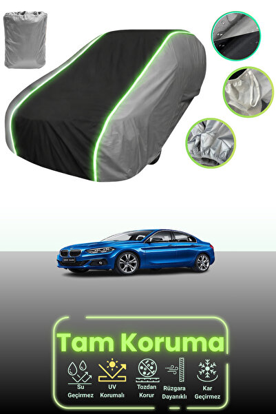 Dokaca Neo غطاء حماية متوافق مع سيارة BMW الفئة الأولى سيدان (F52) 2017 - 2021 باللون الرمادي والأسود والرمادي النيون قماش مجدّل