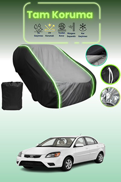 Dokaca Neo غطاء حماية متوافق مع سيارة كيا ريو سيدان 2009 - 2011 باللون الأسود_الرمادي_الأسود النيون