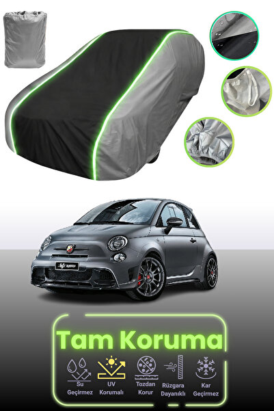 Dokaca Neo غطاء حماية للسيارة باللون الرمادي والأسود والرمادي النيون قماش مجدّل متوافق مع سيارة فيات 695 أبارث بيبيستو 2014 - 2021