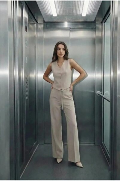 Swass Vest and Pants Two-Piece Set Beige