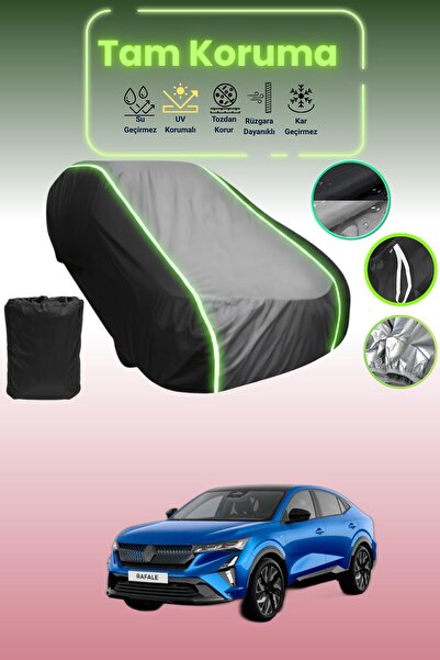 Dokaca Neo غطاء حماية متوافق مع سيارة رينو رافال قماش مجدّل باللون الأسود_الرمادي_الأسود النيون
