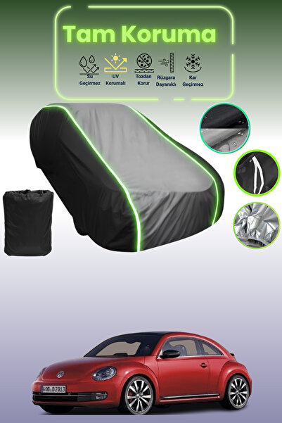 Dokaca Neo غطاء حماية متوافق مع سيارة فولكس فاجن بيتل 2011 - 2021 باللون الأسود_الرمادي_الأسود النيون