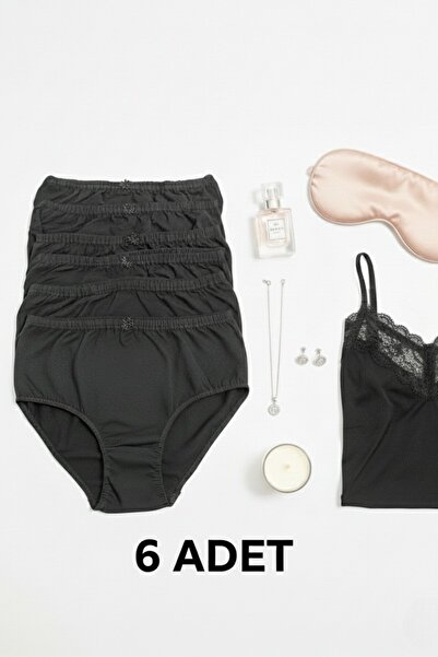Miss Dünya Lissa Women's Black High Waist 6-Piece Bato Panties