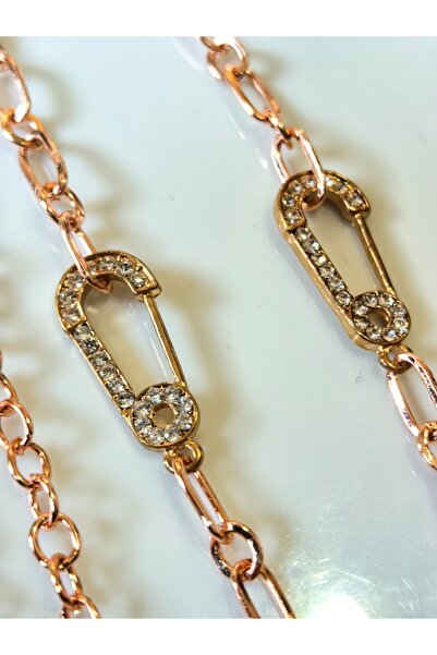 THİNBLACK سلسلة نظارات – مطلية بالزركون الوردي، مع شكل إبرة مشبكية – أسود رفيع ®   سلسلة نارين