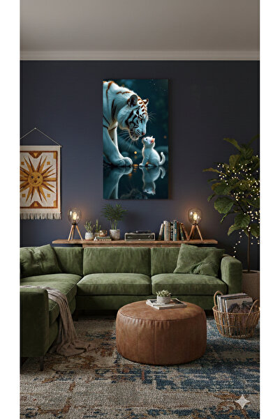 BLT DİZAYN Pictură pe sticlă Tigru Alb cu tematică de putere și inocență